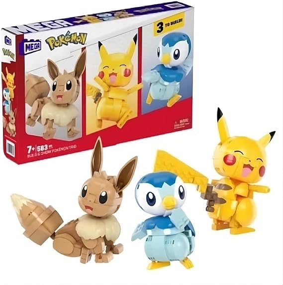 MEGA Pokemon Building Toy Kit, Build & Show with 3 Action Figures (583 Pieces) for Kids