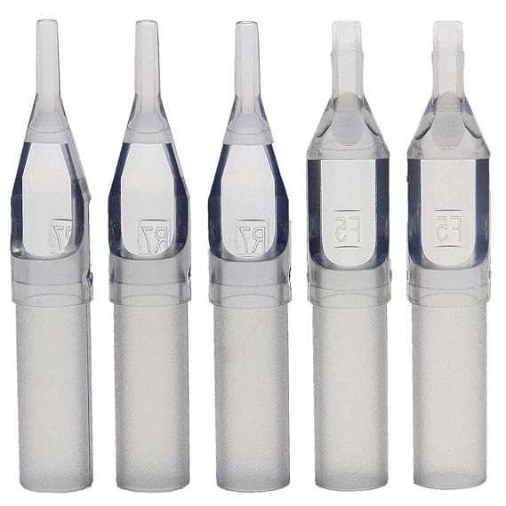 Disposable Tattoo Tips - Autdor 100Pcs 5R Disposable Tattoo Tips for 5RL 5RS Round Liner Shader Plastic Tips for Tattooing Supplies