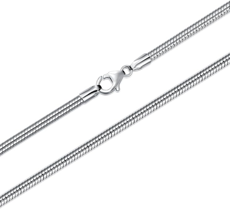 925 Sterling Silver Snake Chain 1MM 1.5MM 2MM 3MM Round Flexible Italian Snake Chain Necklace for Women Men 18, 20, 22, 24, 26 Inch