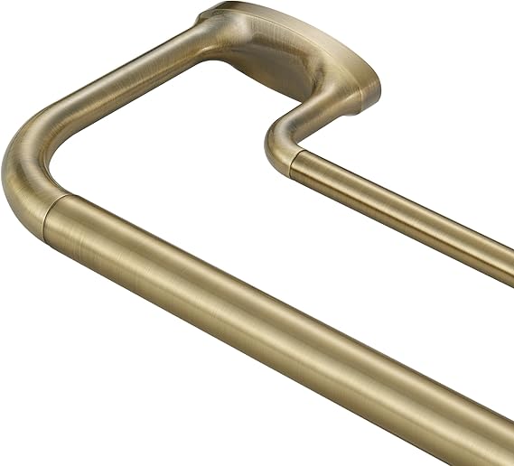 Double Curtain Rods, Wrap Around Curtain Rod for Windows, Internal Splicing 1'' Front and 5/8'' Back Adjustable Curtain Rod with Aluminum Finials and Brackets (Antique Bronze, 28-56")