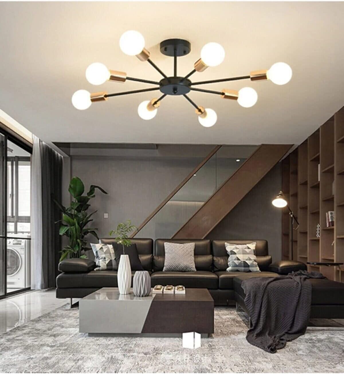 Fer Chandelier Star Model Modern Sports Model Ceiling Plofonier Living Room - Kitchen - Bedroom 8 Li Chandelier (UNAMPULLED)