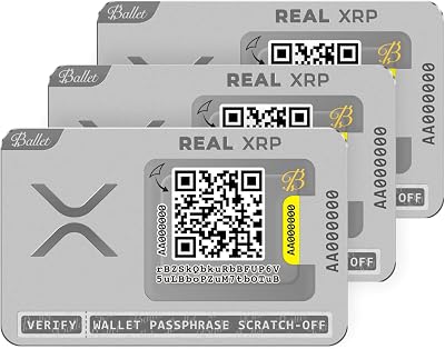 Ballet Real XRP Cold Storage Wallet Card 3-Pack, Stainless Steel Physical Wallet, No Electronics, No Seed Phrase, No PINPassword, Works with Ballet Crypto App iOSAndroid, Offline Storage