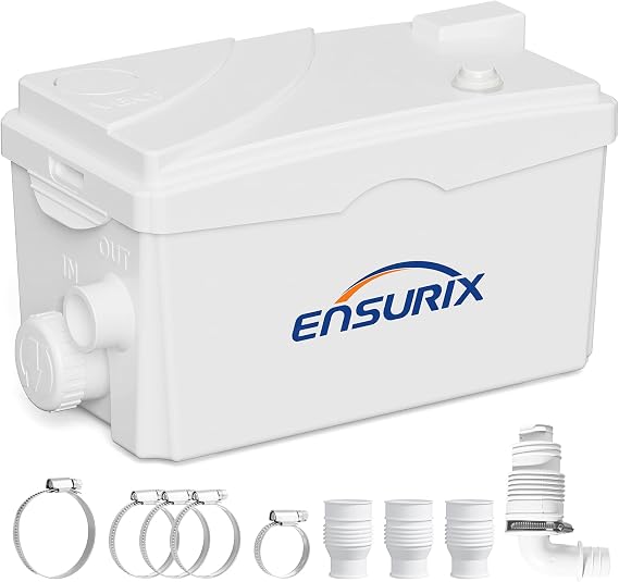 Utility Sink Pump, 1600 GPH Drain System 500 W Under-Basin Gray Water Unit for Laundry & Kitchen, 23 FT Lift Sink Pump with Check Valve & Odor