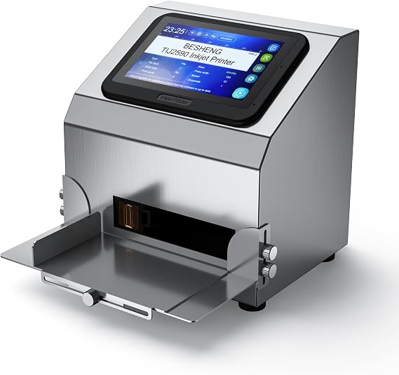 Inkjet Coding Machine with 5 Inch Touch Screen Inkjet Coder with 42ml Original Quick-Drying Ink Cartridge Intelligence Batch Printer for Date/Time/Barcode/QR Code/Batch Number/Label/Picture