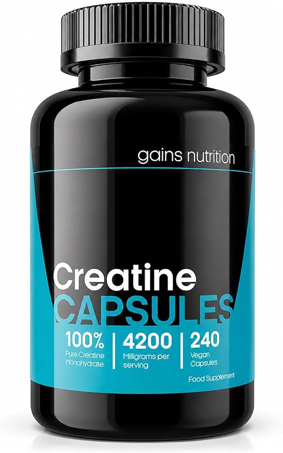 GN Creatine Capsules | 240 Creatine Monohydrate Capsules for Men & Women | High Strength 4200mg Creatine-Monohydrate Per Serving | Non-GMO, Gluten & Filler Free