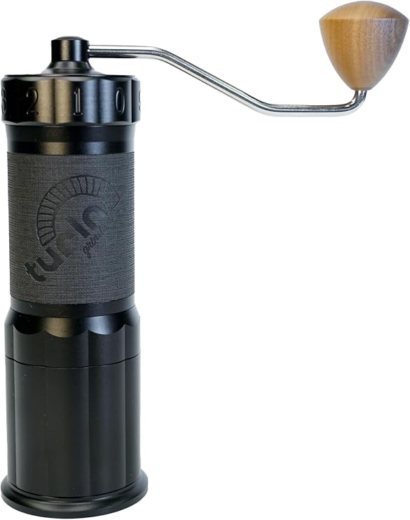 Turin H40 V2 Manual Coffee Grinder 40mm Stainless Steel Burr, Adjustable for Espresso, Pour Over, French Press, Aluminum Body with Walnut Handle, Magnetic Dosing Cup, 30g Capacity