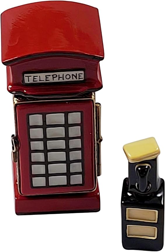 Rochard British Phone Booth Limoges Porcelain - Collectible Figurine