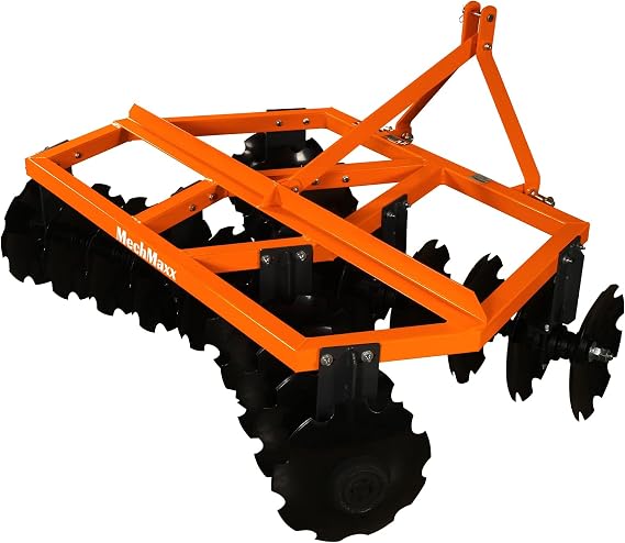 MechMaxx 3 Point 72'' Inch Notched Disc Harrow Plow for Category 1 Tractor, 16'' Discs(20pcs), 7'' Working Depth, Model DH72