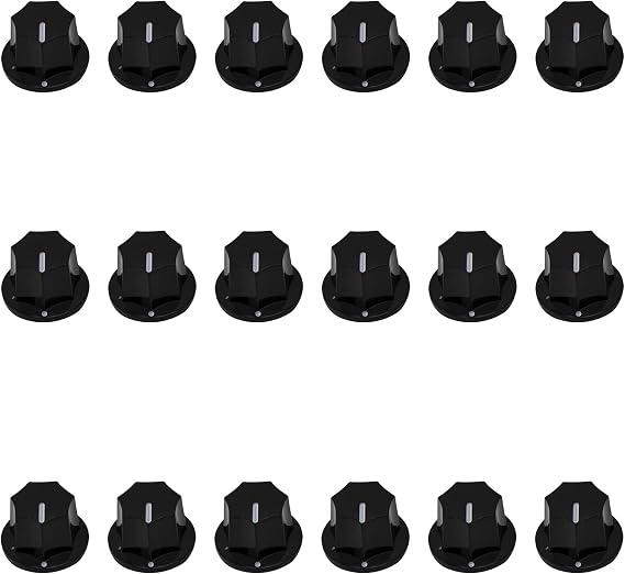 18Pcs Yootones Black Guitar AMP Effect Pedal Knobs Pointer Knob Compatible with Electric Guitar Bass Amplifier Effects Pedal Audio Replacement (17.8 x 24.2mm)