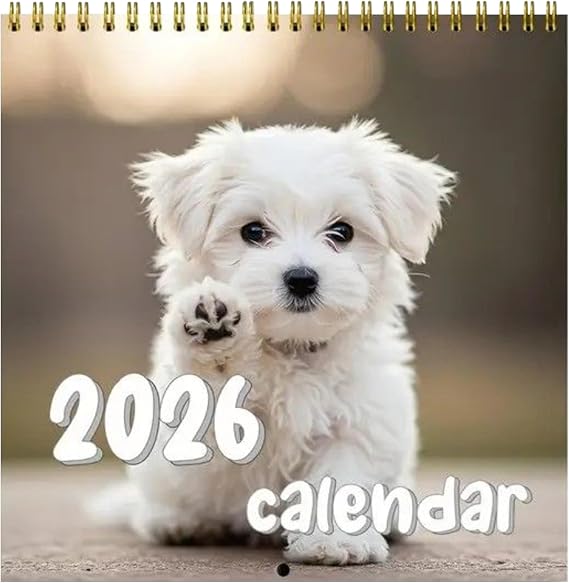 Dog Wall Calendar 2026 - Animals Wall Calendar,2026 Spiral-Bound Annual Monthly Schedule Planner for Family Friends Women Teachers Indoor Living Room Desk School Office Decoration Display