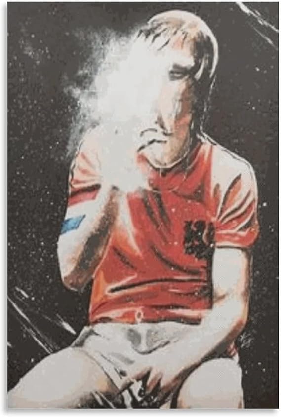 Posters & Prints Johan Cruyff Smoking in The Lounge Poster Print Canvas Posters Wall Art Prints Paintings for Living Room Bathroom Unframe-style 24x36inch(60x90cm)