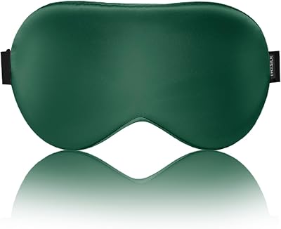 THXSILK Sleep Mask 100% 19 Momme Pure Mulberry Silk Super Smooth Cooling Sleep Eye Mask Blackout for WomenManKids Eye Cover with Wide Head Strap Good Night Sleep Comfortable Travel Nap Emerald Green