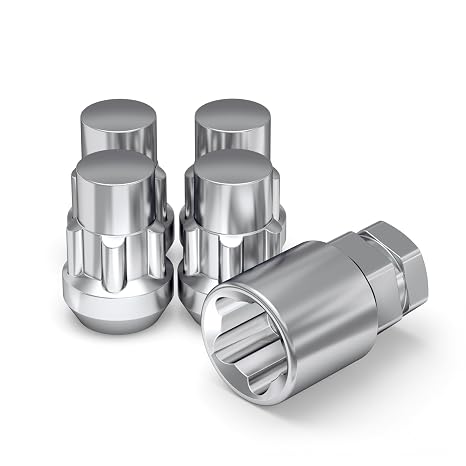 White Knight 40600S Chrome M12 x 1.25 Thread Size Acorn Wheel Lock, (Random Lock Pattern) 4 Pack