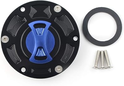 Three T Keyless Twist Off Gas Tank Cap Cover for Kawasaki Ninja 250R 2008-2012, Ninja 300 2013-2014, Blue