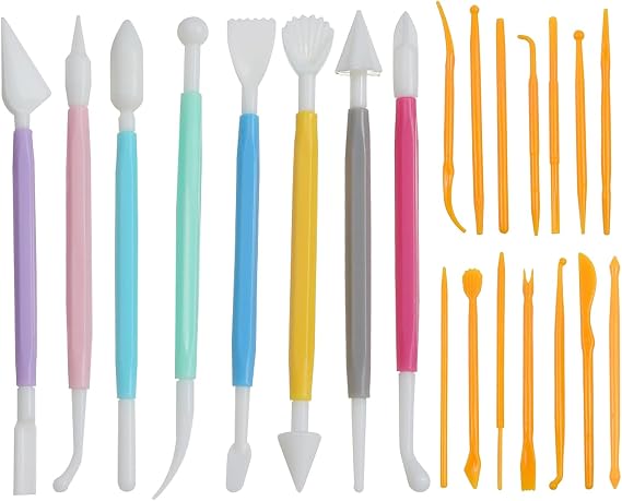 22Pcs Clay Tools - Plastic Polymer Clay Tools, Double-Ended Pottery Tools Clay Sculpting Tool, Clay Modelling Pottery Carving Kit for Styling, Engraving, Embossing, Artwork Crafts