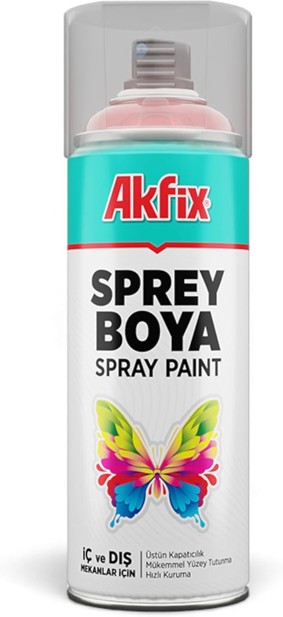 Akfix Sprey Boya, Yüksek Kapatıcılık, İç ve Dış Mekan Kullanımı, Nitro-Combi Kalite, UV Dayanıklı, Hızlı Kuruyan, Çizilme ve Darbe Dayanımlı, Çok Amaçlı Dekoratif Boya (Parlak Kırmızı)