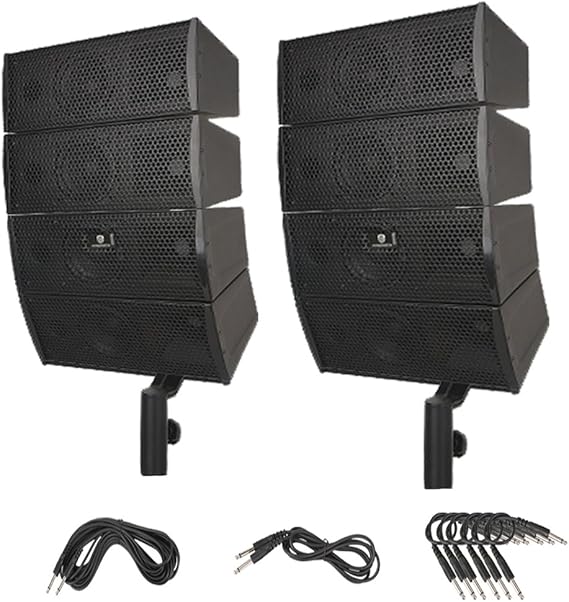 PRORECK Club A 4X4 Passive Line Array Speaker System Sets with Connecting Cables Eight Tweeter and Eight mid-tweeters, 8 Ohms Impedance