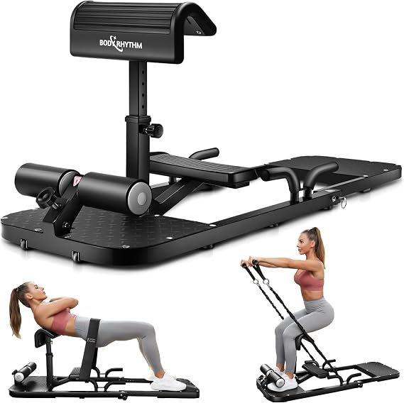 Bodyrhythm ヒップスラストマシン 2セットの抵抗バンド付き シッシースクワットマシン、スクワットワークアウトマシン&大臀筋トレーニング器具、ブルガリアスプリットスクワットスタンド、レッグランジ用。