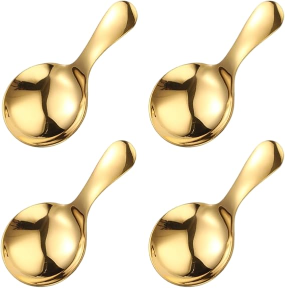4PCS Mini Scoop Spoons Small Ice Cream Scoop for Canisters Small Coffee Scoops Candy Scoops Spice Spoons Scoops for Condiments Dessert(Gold)