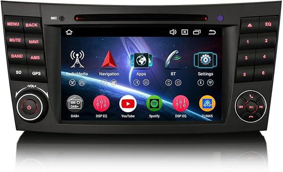 Erisin 8 Core Android 13 Car Stereo Radio DVD Player for Mercedes CLS/G/E Class W211 W219 7 Inch Support GPS Sat Nav Carplay Android Auto Bluetooth 5.0 A2DP Wifi 4G DAB+ RDS Mirror Link