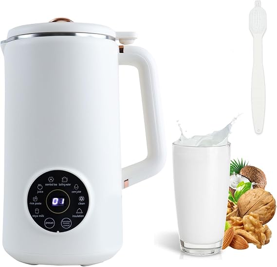 Soy Milk Maker Machine with LED Display, 1L Soup Maker - Filter Free, Keep Warm, Timer - for Homemade Almond, Oat Milks, Milkshakes, Porridges - Nut