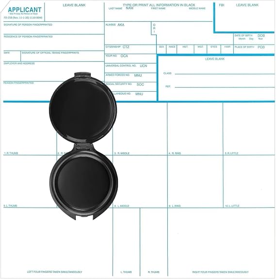Fingerprint Kit FD-258 Cards, Reusable Ink Pad and Instructions, 11-1-20 Newest Version- 5 Pack