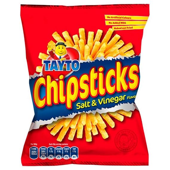 TAYTO Chipsticks - Salt and Vinegar flavour snacks from Ireland (22 x 28g packs)