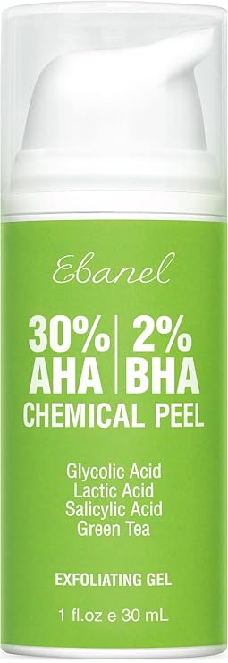 Ebanel 30% AHA + 2% BHA Chemical Peel Gel, Face Exfoliant for Clearer Skin | Face Peel with Glycolic Acid, Salicylic Acid, Lactic Acid, Green Tea, Peeling Gel for Acne Scars, Dark Spots, and Fine Lines