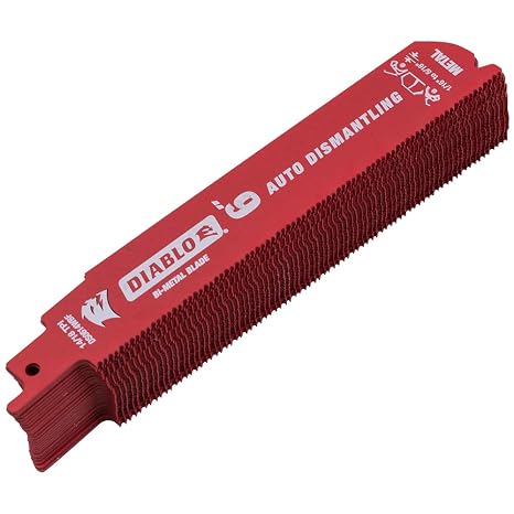 Diablo Steel Demon Reciprocating Saw Blades - 6-inch, 14/18 TPI - 25 Pack | Bi-Metal Auto Dismantling, for Medium Metal Cuttings with 1/16-5/16" Thickness - ADS0450