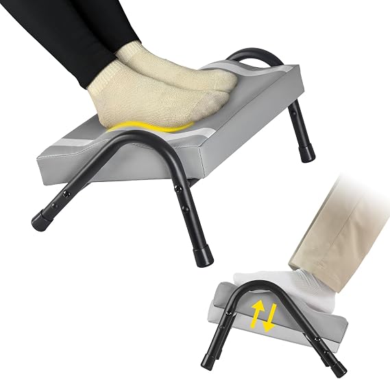 FUSLITE Foot Rest for Under Desk at Work,Ergonomic Foot Rest for Office Use, Adjustable Heights,Relieving Pain in Lower Back, Hip, Knee (Grey)