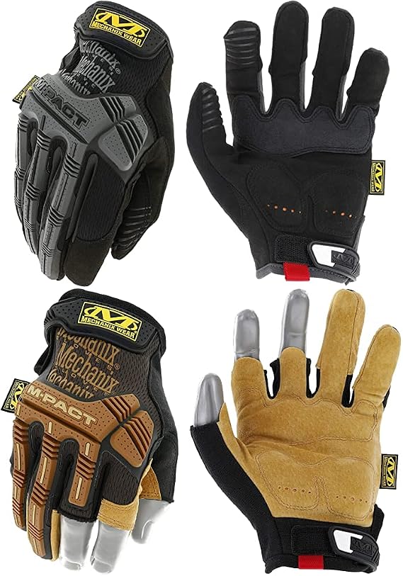 Mechanix Wear: M-Pact Tactical Work Gloves (Small, Black) M-Pact Leather Framer Work Gloves (Small, Brown/Black)