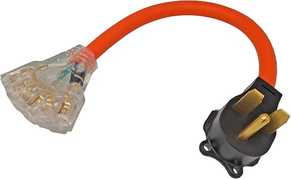 FC-63521T3 AC Adapter Cord Male NEMA 6-30P 30amp Adapter Plug 3-Prong to 5-15R or 5-20R female household tri outlet adapter output 125V...