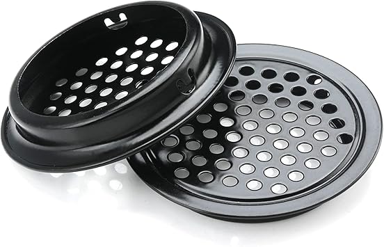 Grehge s 29mm Circular Soffit Vent Stainless Steel Round Vent Mesh Hole Louver for Kitchen,Bathroom,Cabinets,Wardrobes,Shoe Cabinets,Sundry Cabinets (Flat,Silver)