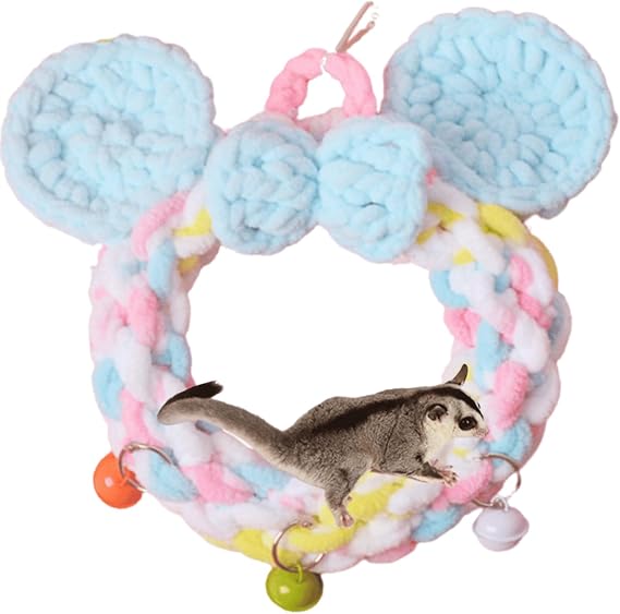 Sugar Glider Hanging Climbing Toys, Colorful Swing Toys, Cage Accessories for Sugar Glider, Ferret, Hamster, Squirrel, Chinchilla, Parrots (Blue)