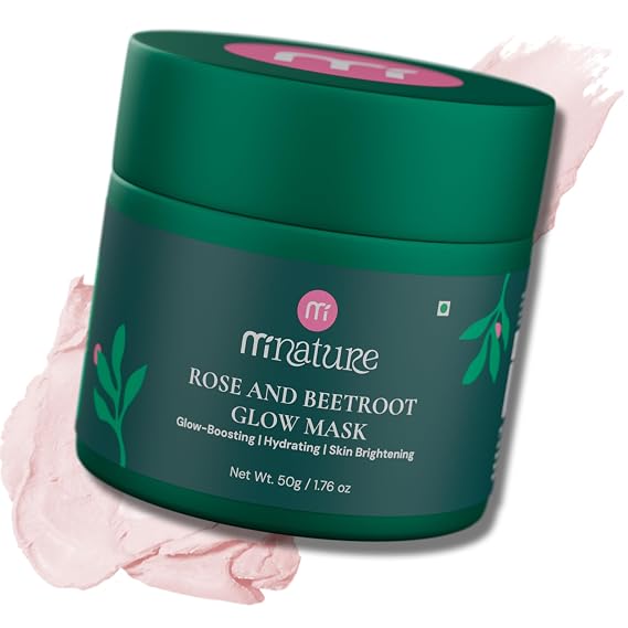 minature Rose & Beetroot Glow Mask 50g Face Pack with Rose Petal, Beetroot Water Extract+ Gentle AHAs & Hyaluronic Acid- Hydrating & Exfoliating