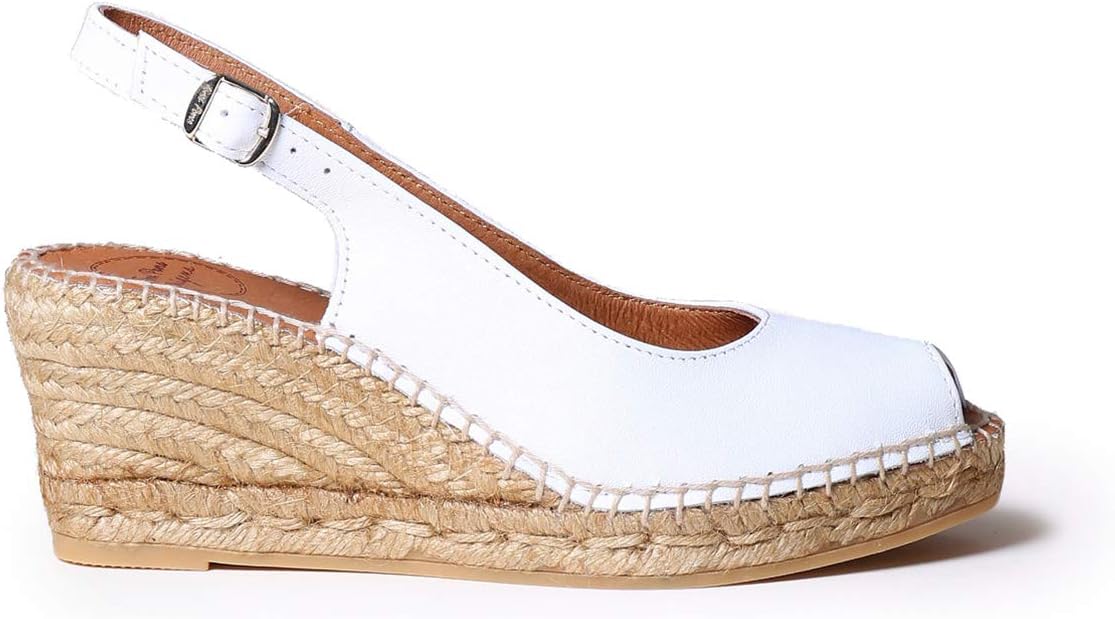 Toni Pons CROACIA Women's Leather Peep Toe Wedge Espadrille