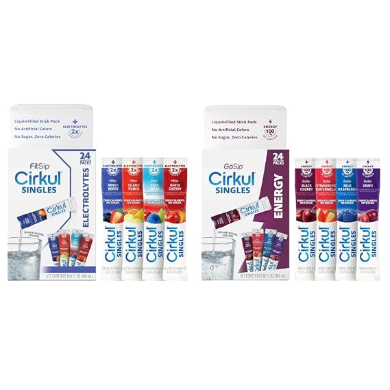 Cirkul Singles Variety Pack (FitSip & GoSip) Sugar Free Water Flavoring Clear Liquid Packets (48-Pack)