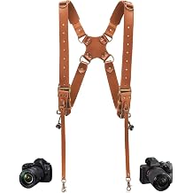 Camera Harness,Dual Shoulder Leather Camera Strap for Two-Cameras,Dual Shoulder Full Grain Leather Harness,Multi Double Camera Gear for DSLR/SLR,Double Camera Harness for Photographers