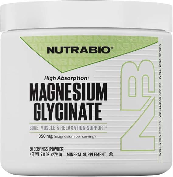NutraBio Magnesium Glycinate Powder, 350 mg, 50 Servings