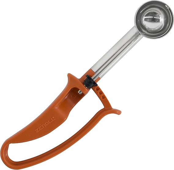 Zeroll Universal Extended Length EZ Disher Food Portion Control Scoop Designed for Right or Left Hand Use Dishwasher Safe, 1 1/2-Inch, Rust