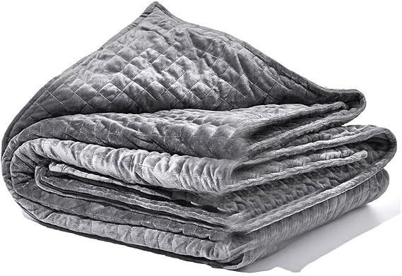 Weighted Blanket for Adults, Single Double Heavy Blanket with Lambswool Premium Glass Bead All-Season Even Weight Distribution Grey 90"x90" 35 lbs