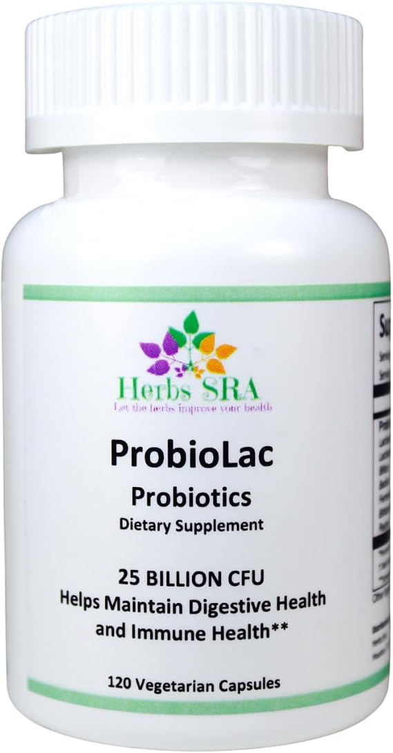 ProbioLac Probiotic Supplement with 25 Billion CFU Multi-Strain Probiotic for Digestive Balance & Immune Wellness 120 Vegetarian Capsules