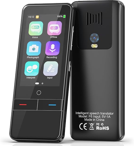 Language Translator Device No WiFi Needed,139 Languages Offline Online Voice Photo Translation,Portable Two-Way Instant Translator, High Accuracy Real-Time(0.5s) for Travel, Business and Learning