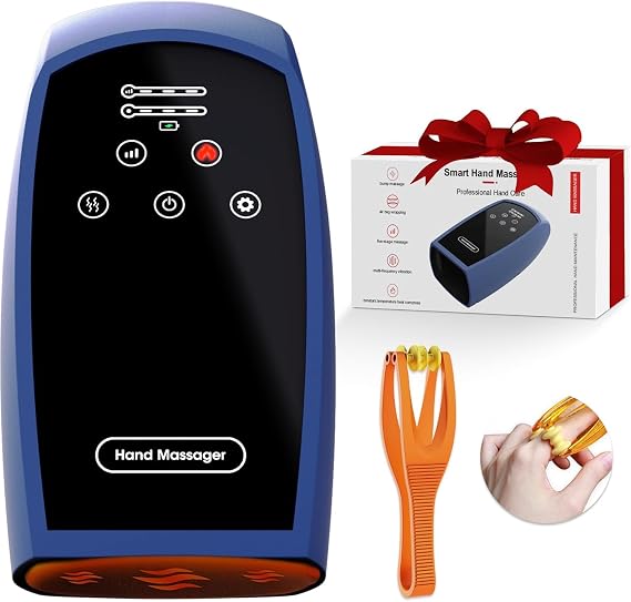 Hand Massager with Compression & Heating - Gifts for Women Mom Girlfriend,Birthday Gifts for Women Men(Blue)