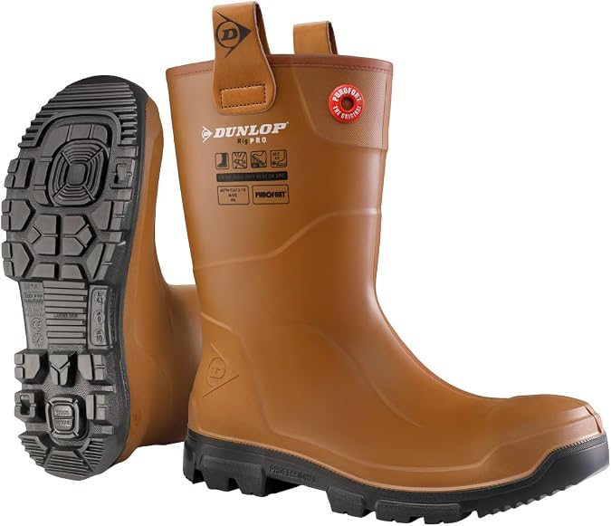 DUNLOP Purofort RigPRO - Unisex Full Safety Mid-Calf Short Waterproof Work Boots, Antistatic and Slip-Resistant Wellies with Steel Toecap for Outdoor and Industrial Use