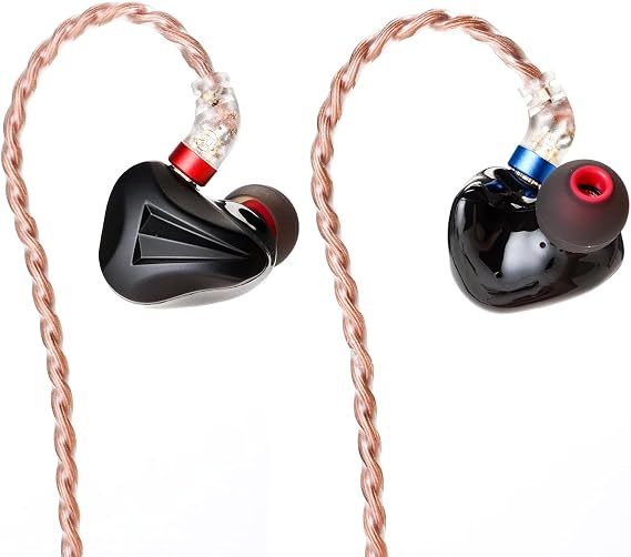 HiFiGo CVJ Freedom 5 Hybrid Drivers in-Ear Monitors, 1 Nanophase Ceramic DD + 4 Customized BA in-Ear Earphones IEMs with 4 Switchable Tuning Modes and 3 Types Plug (Black)