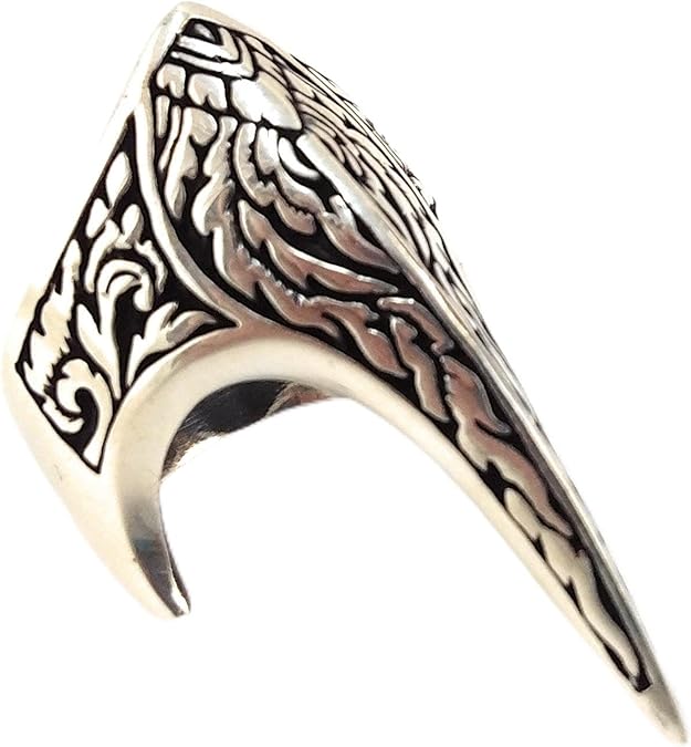 Fang Gothic Biker Retro Genuine Solid 925 Stelring Silver Turkish Handmade Luxury Men's Thumb Ring