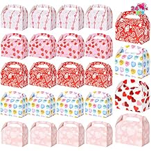 JOYIN 24 Pcs Valentines Day Gift Treat Boxes, Cookie Boxes with Colorful Heart shaped Design for Kids Party Favor, Classroom Exchange Prizes, Valentines Candy Boxes