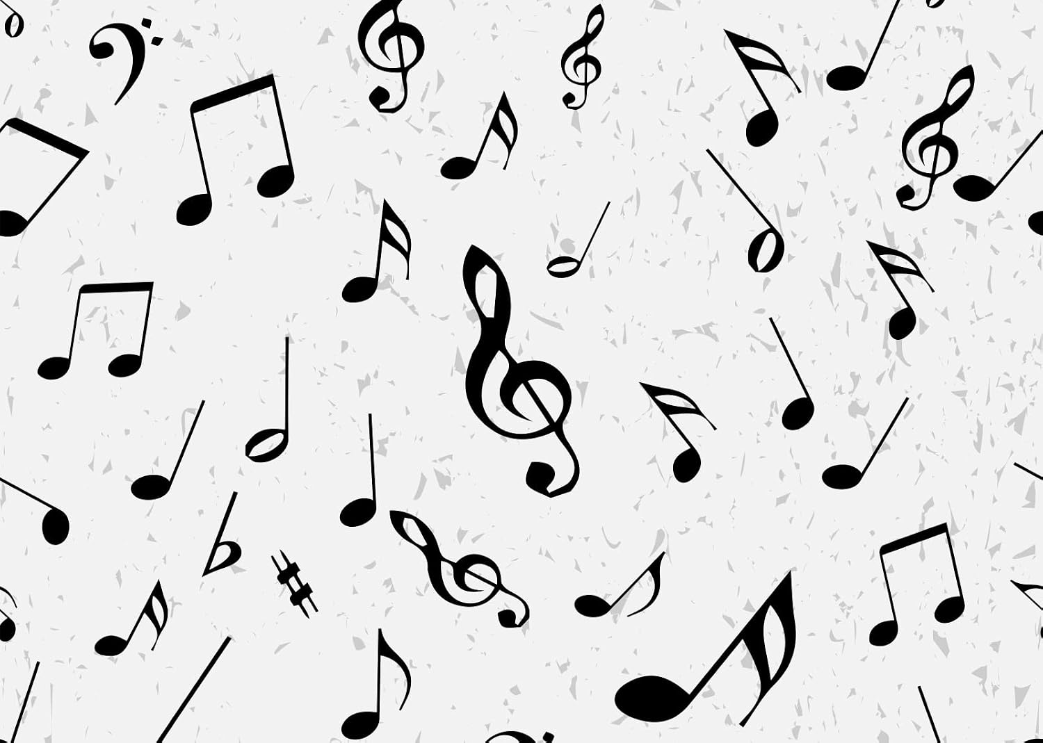 BELECO 10x8ft Fabric Music Note Backdrop Musical Note Musical Doodle Pattern Black and White Background Birthday Photoshoot Music Theme Party Decorations Banner Home Decor YouTube Photo Studio Props