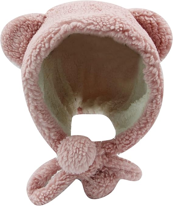 ANKOMINA Winter Cute Bear Ear Warm Hat Women Plush Earflap Beanie Hat Kids Girls Windproof Skull Cap